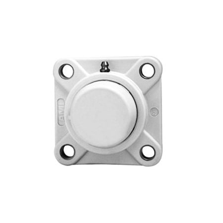 Ami Bearings -SINGLE ROW BALL BEARING - 1-1/4 ZINC NARROW SET SCREW WHITE 4-BOLT FLANGE CLS COV BS BFPL7-20MZ2CEW